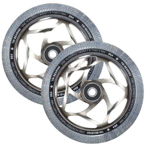 Blunt Envy 120mm/30mm Tri Bearing Wheel Pair - Chrome and Clear